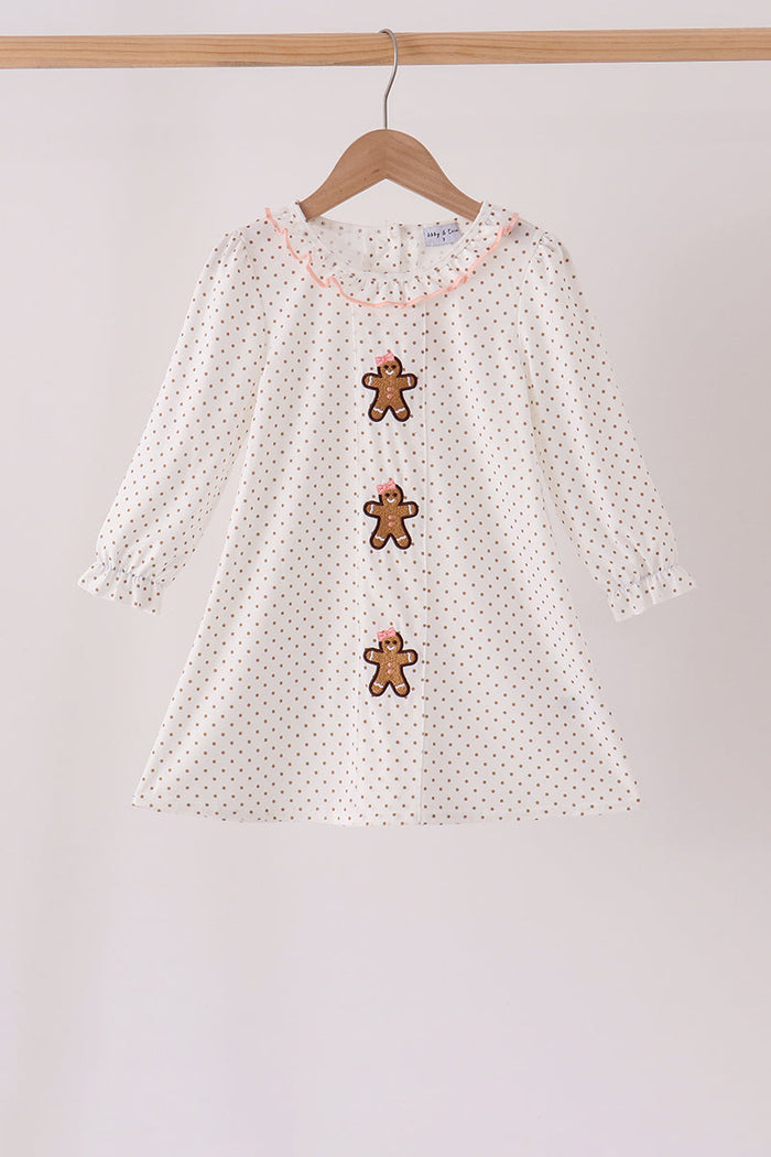 Gingerbread Embroidery Ruffle Dress