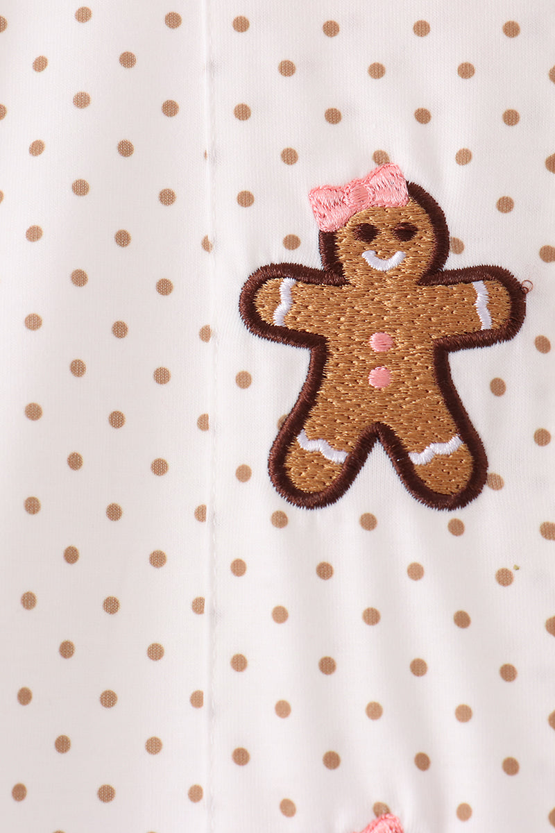 Gingerbread Embroidery Ruffle Dress