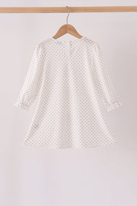 Gingerbread Embroidery Ruffle Dress