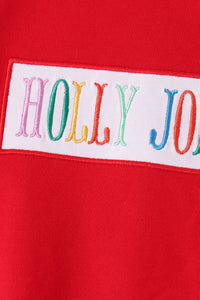 Holly Jolly Embroidery Plaid Pants Set