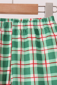 Holly Jolly Embroidery Plaid Pants Set
