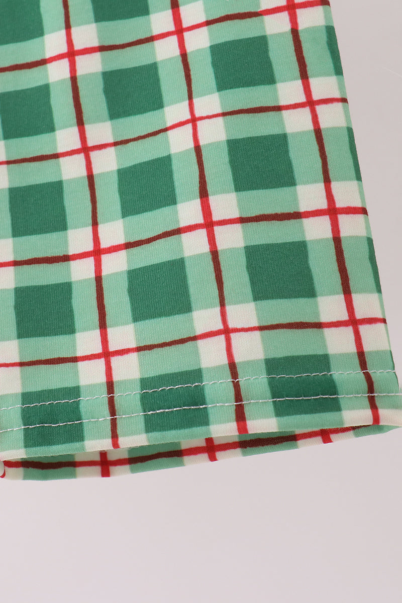Holly Jolly Embroidery Plaid Pants Set