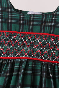 Forest Plaid Smocked Bloomer Set