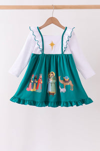 Nativity Embroidery Ruffle Dress