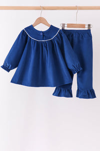 Nativity corduroy Embroidery Ruffle Pants Set