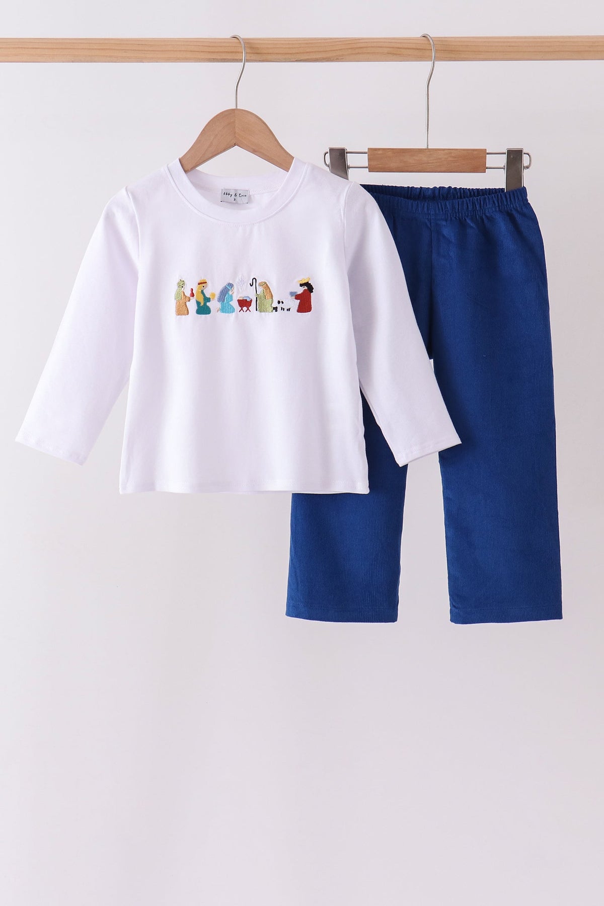Nativity corduroy Embroidery Pants Set
