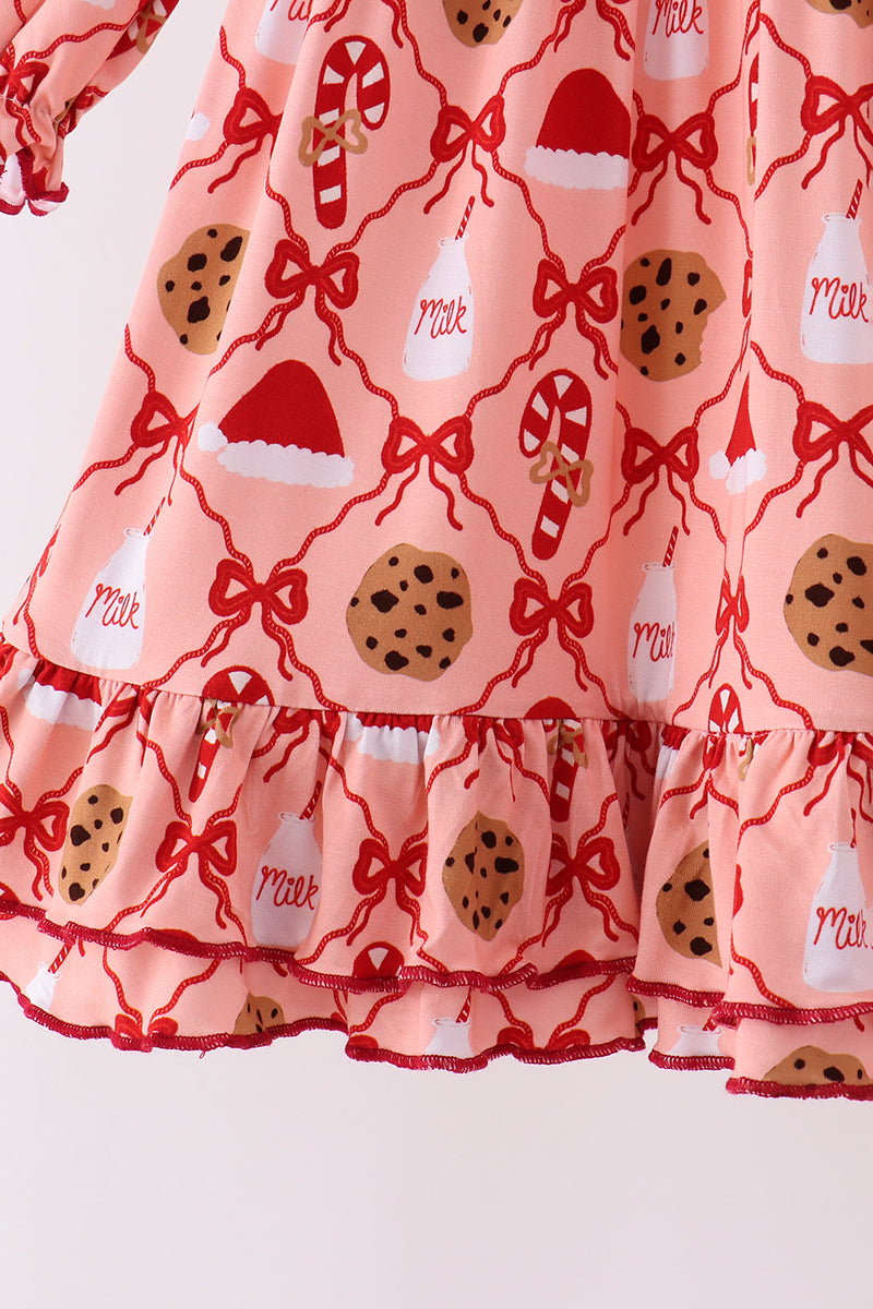 Candy Cane Bow Ruffle Bamboo Dress
