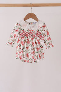 Holly Bow Smocked Lace Bubble