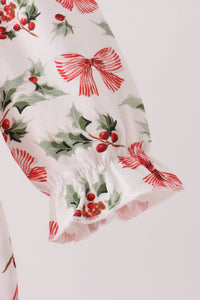 Holly Bow Smocked Lace Bubble