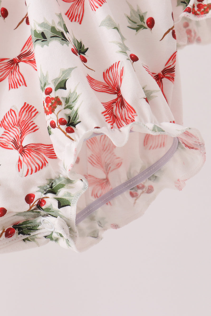 Holly Bow Smocked Lace Bubble
