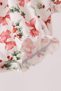 Holly Bow Smocked Lace Bubble