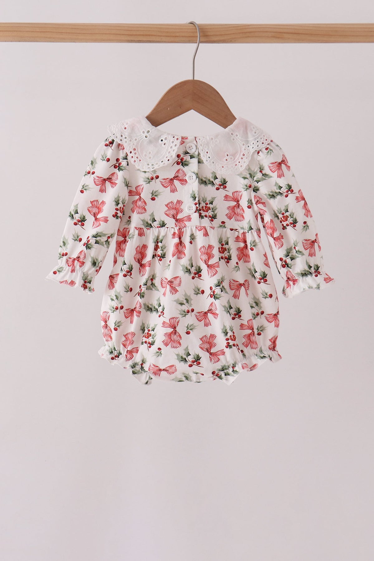 Holly Bow Smocked Lace Bubble