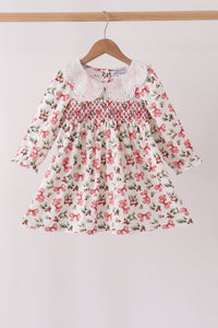 Holly Bow Smocked Lace Dress