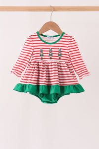 Nutcracker Embroidery Stripe Ruffle Bubble
