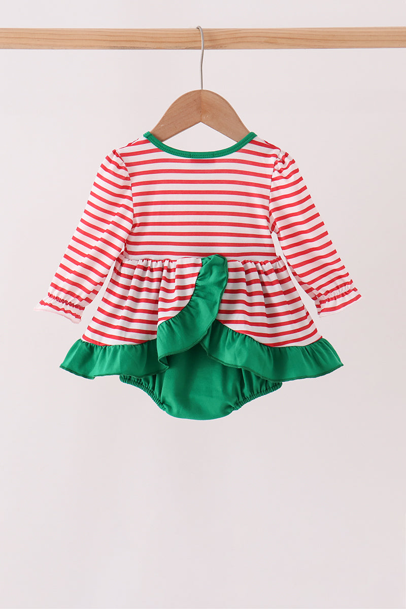 Nutcracker Embroidery Stripe Ruffle Bubble