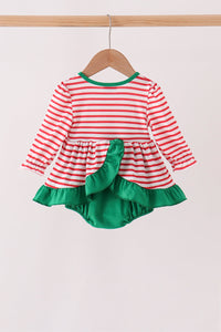 Nutcracker Embroidery Stripe Ruffle Bubble