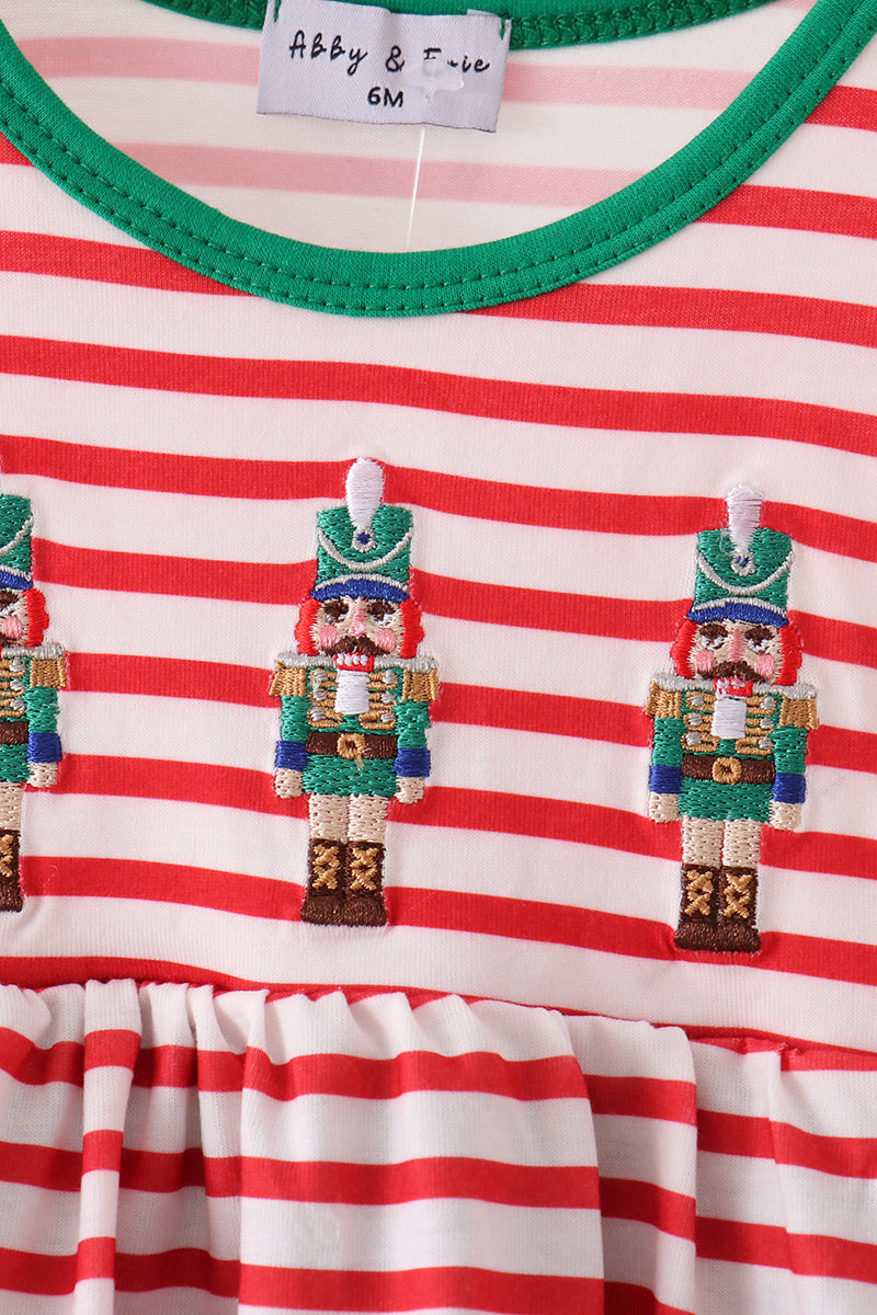 Nutcracker Embroidery Stripe Ruffle Bubble