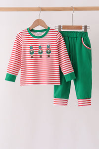 Nutcracker Embroidery Stripe Pants Set