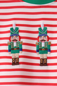 Nutcracker Embroidery Stripe Pants Set