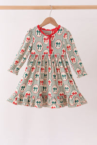 Christmas Bow Ruffle Bamboo Dress