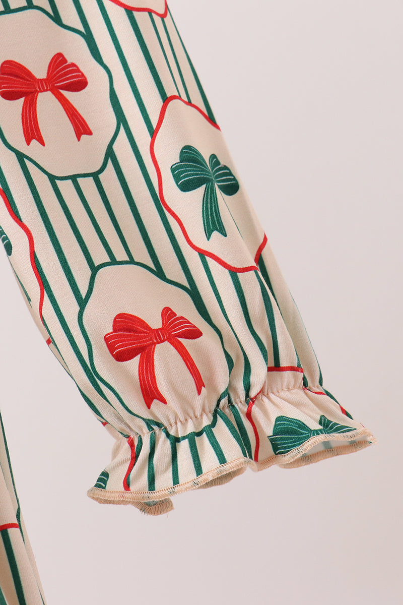 Christmas Bow Ruffle Bamboo Dress