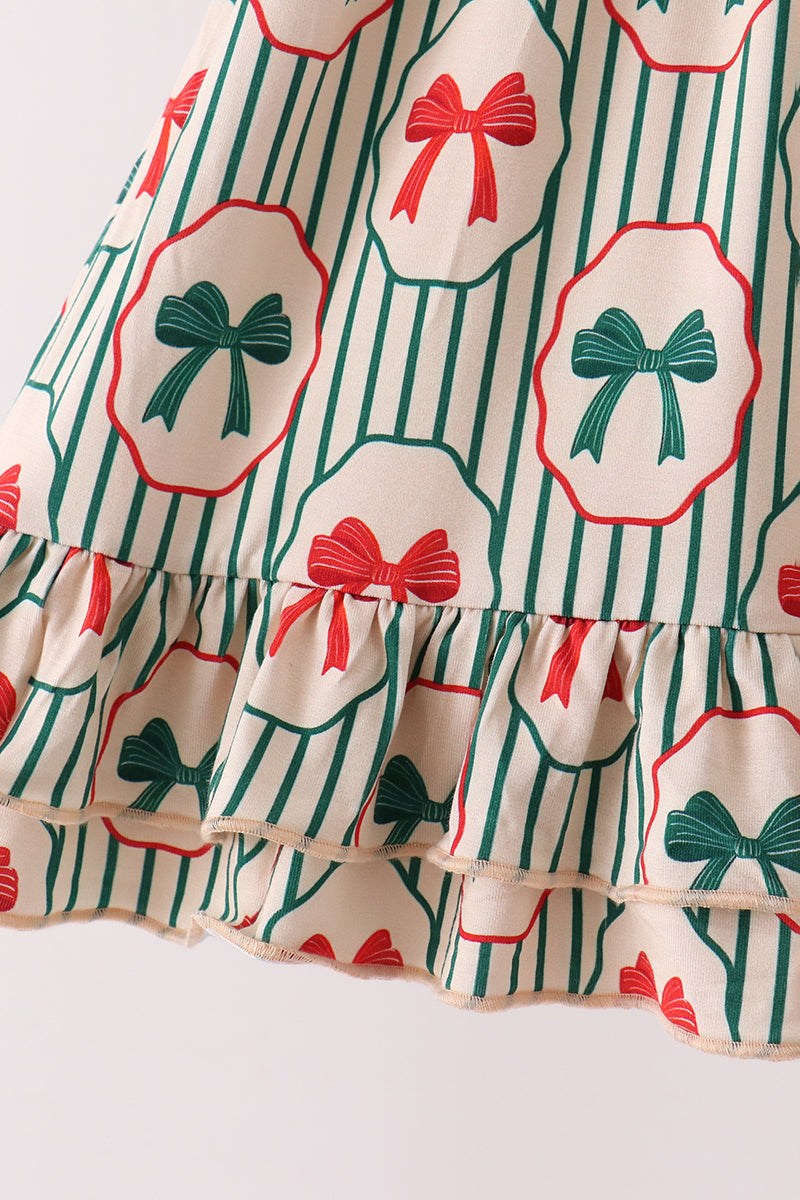 Christmas Bow Ruffle Bamboo Dress