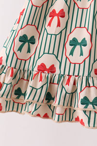Christmas Bow Ruffle Bamboo Dress