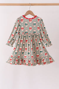 Christmas Bow Ruffle Bamboo Dress