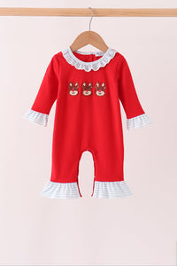 Reindeer French Knot Ruffle Romper