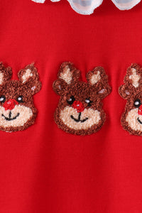 Reindeer French Knot Ruffle Romper