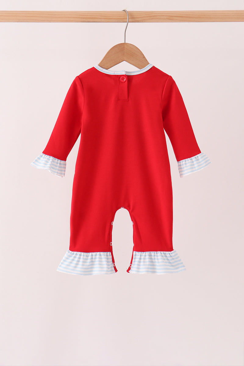 Reindeer French Knot Ruffle Romper