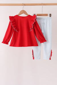 Reindeer French Knot Ruffle Pants Set