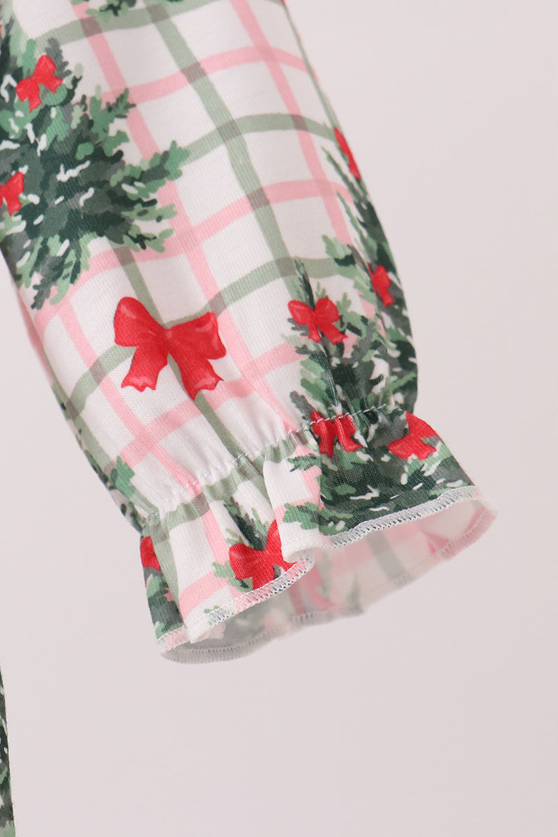 Bow Embroidery Velvet Ruffle Romper