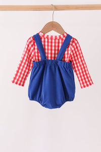 Fire Truck Applique Gingham 2pc Set