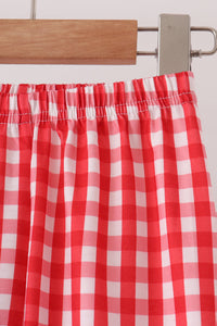 Fire Truck Applique Gingham Pants Set