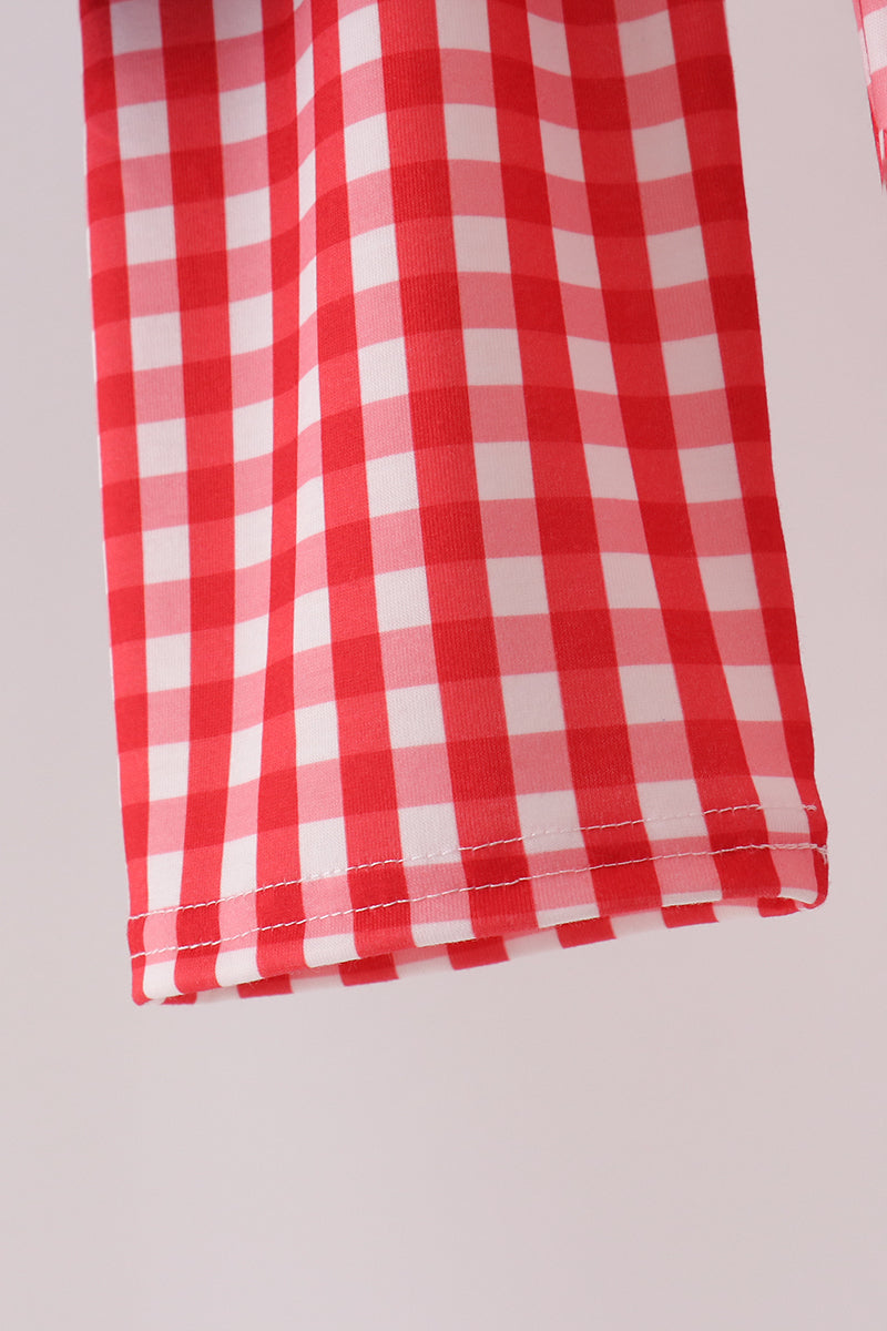 Fire Truck Applique Gingham Pants Set