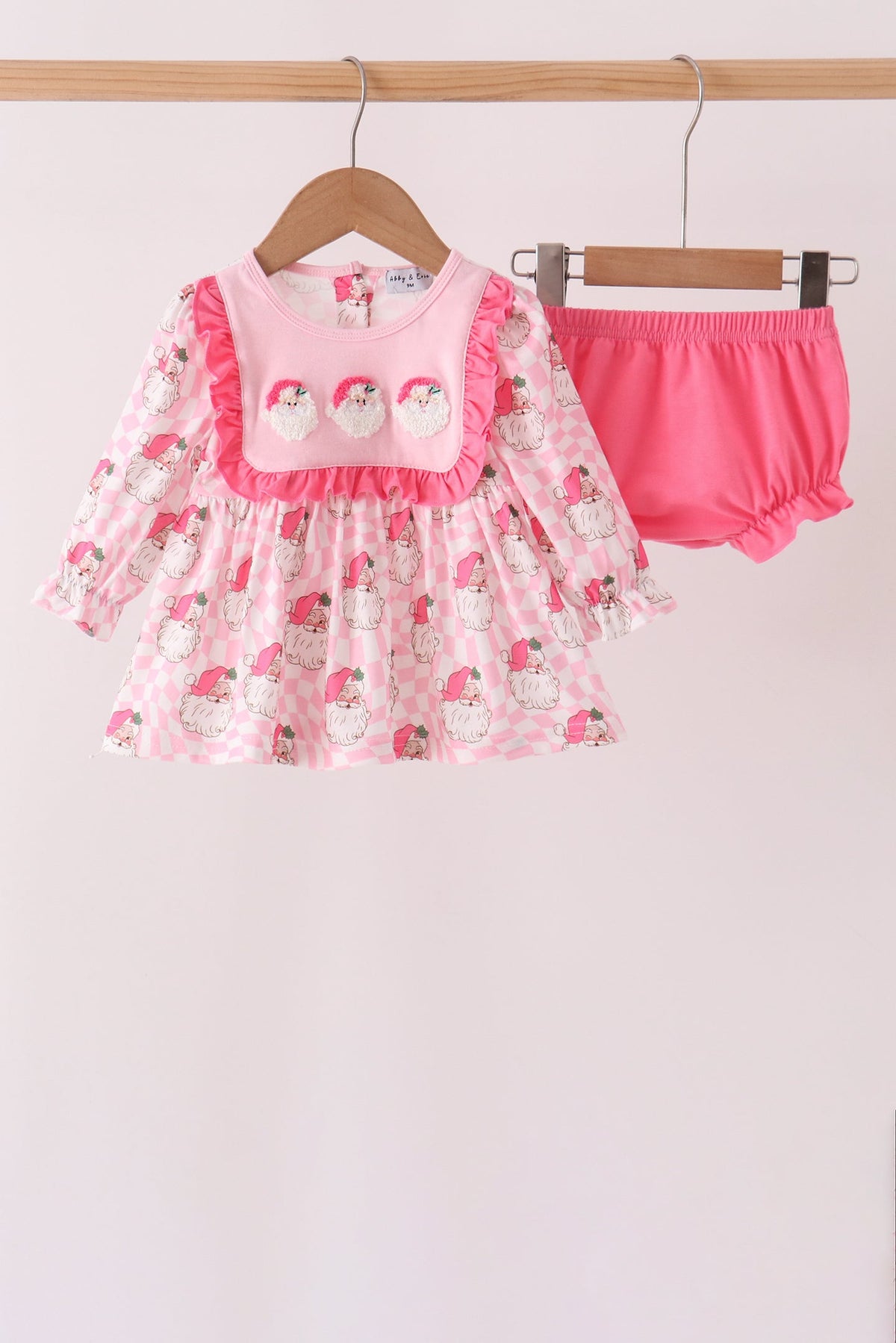 Santa French Knot Ruffle Bloomer Set