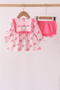 Santa French Knot Ruffle Bloomer Set