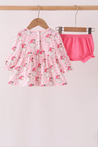 Santa French Knot Ruffle Bloomer Set