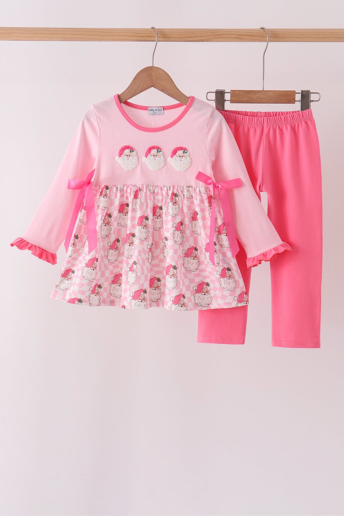 Santa French Knot Bow Pants Set