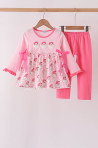 Santa French Knot Bow Pants Set
