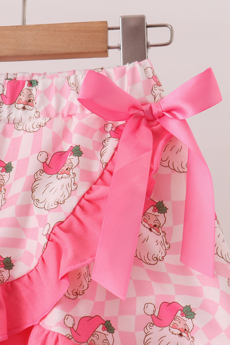 Santa French Knot Ruffle Skorts Set