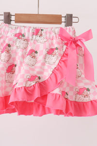 Santa French Knot Ruffle Skorts Set