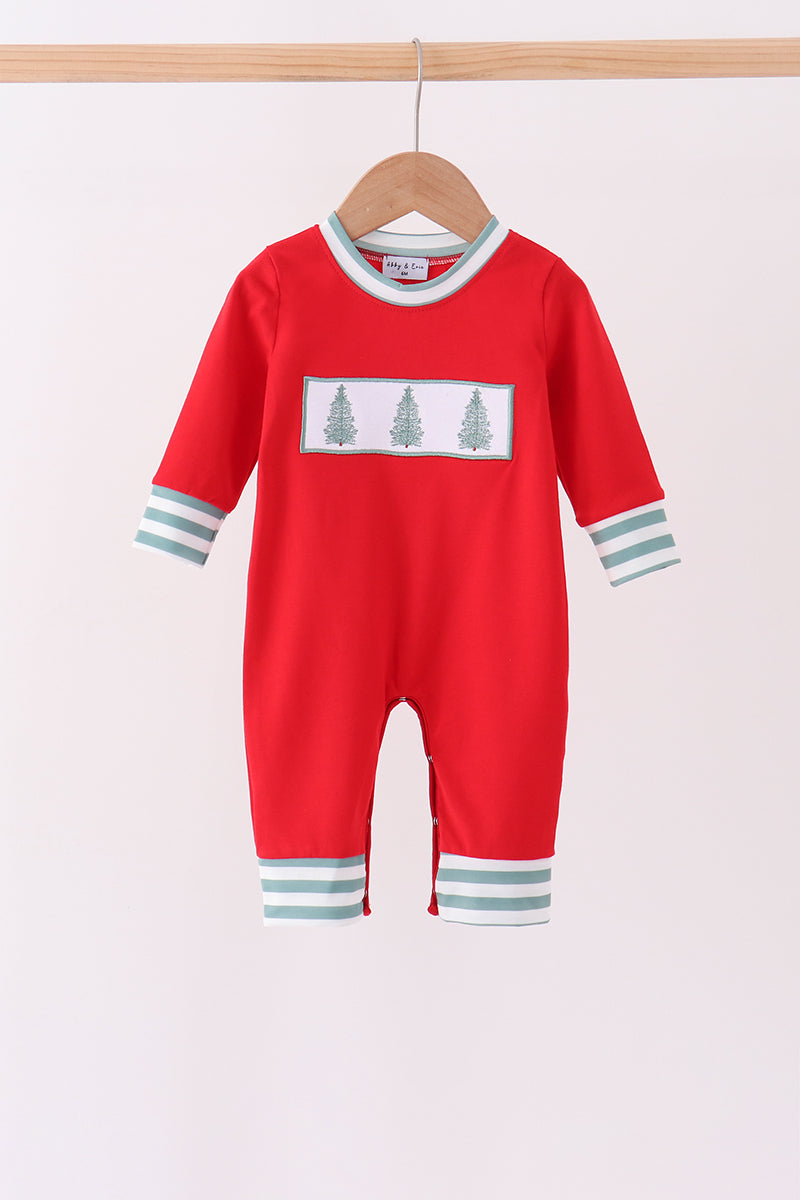 Christmas Tree Embroidery Romper