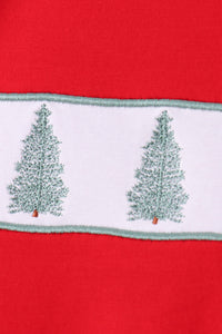 Christmas Tree Embroidery Stripe Pants Set