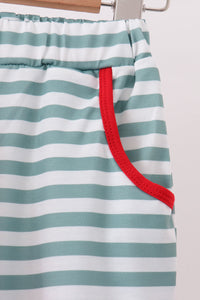 Christmas Tree Embroidery Stripe Pants Set