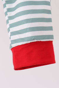 Christmas Tree Embroidery Stripe Pants Set