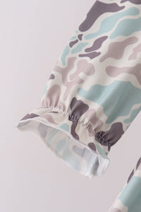 Hunting Deer Embroidery Ruffle Pants Set