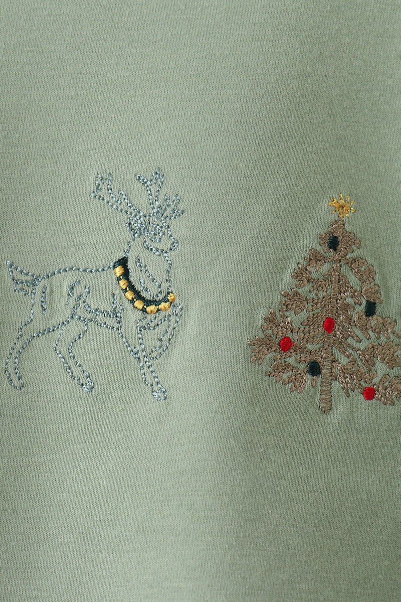 Christmas Embroidery Pants Set