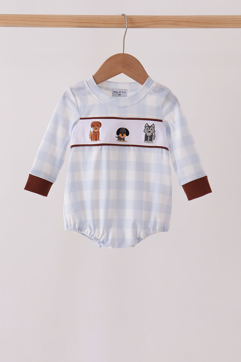 Puppy Embroidery Gingham Bubble